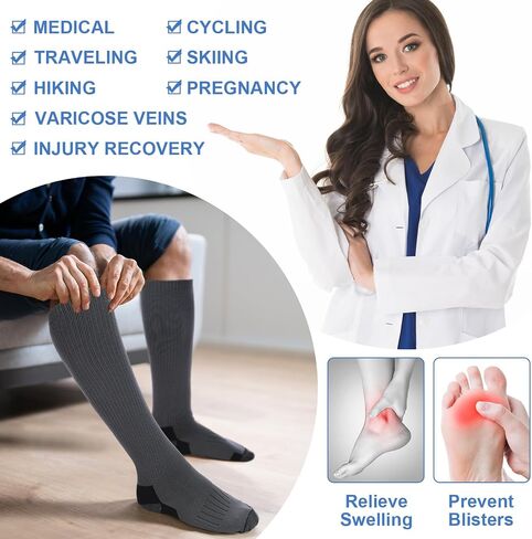 8 Pairs Thermal Winter Compression Socks Thick Cotton Compression Socks 15-20mmhg Warm Support Socks for Men Women in Saudi Arabia