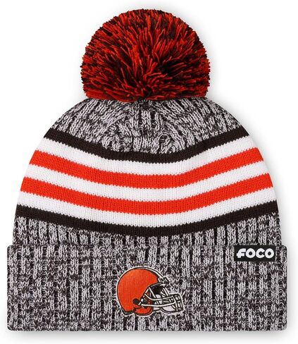 FOCO NFL Team Logo Heather Stripe Pom Beanie Hat in Saudi Arabia
