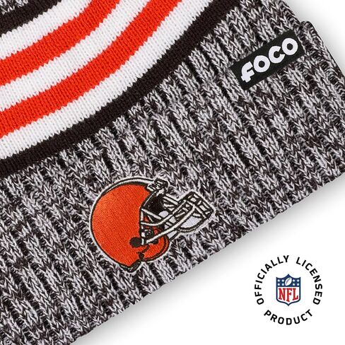 FOCO NFL Team Logo Heather Stripe Pom Beanie Hat in Saudi Arabia