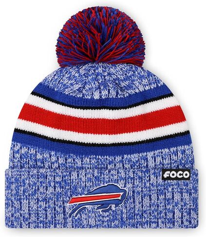 FOCO NFL Team Logo Heather Stripe Pom Beanie Hat in Saudi Arabia