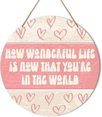Muktoujaumai Baby Girl Nursery Wall Decor, Boho Pink Nursery Hanging Sign Decor Positive Wall Decoration Wood Sign for Girl Bedroom, Playroom, Baptism Gift for Newborn Baby Girl in Saudi Arabia
