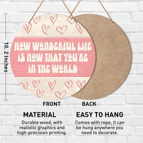 Muktoujaumai Baby Girl Nursery Wall Decor, Boho Pink Nursery Hanging Sign Decor Positive Wall Decoration Wood Sign for Girl Bedroom, Playroom, Baptism Gift for Newborn Baby Girl in Saudi Arabia