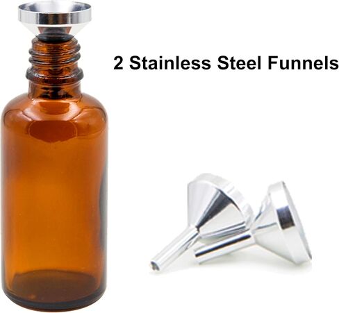 Youngever 16 Pack 1 Ounce Blue Glass Dropper Bottles for Essential Oil, 2 Stainless Steel Mini Funnels in Saudi Arabia
