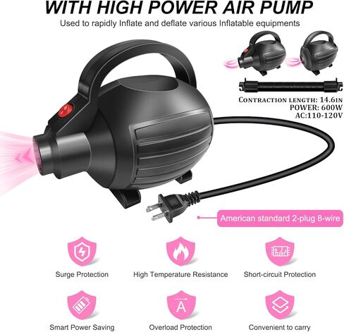 AWSUM 4ft L x 2.5ft Diam Air Roller Tumbling Mat Barrel Backbend Trainer لمعدات الجمباز القابلة للنفخ في صالة الألعاب الرياضية مع مضخة كهربائية وردي / أرجواني in Kuwait