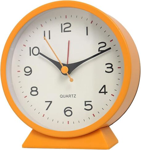 SHISEDECO 4.5" Battery Operated Antique Retro Analog Alarm Clock, Small Silent Bedside Desk Metal Clock with Light Function, Non-Ticking Clock Decor for Living Room,Bedroom,Bedside,Shelf (White) in Kuwait