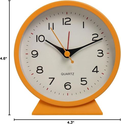 SHISEDECO 4.5" Battery Operated Antique Retro Analog Alarm Clock, Small Silent Bedside Desk Metal Clock with Light Function, Non-Ticking Clock Decor for Living Room,Bedroom,Bedside,Shelf (White) in Kuwait