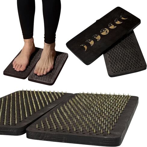 Sadhu board, Wooden Yoga Board for Acupressure and Meditation with Nails for Deep Tissue Massage, Acupuncture Massage, Nails Distance 0.39 In (10 mm) in Saudi Arabia