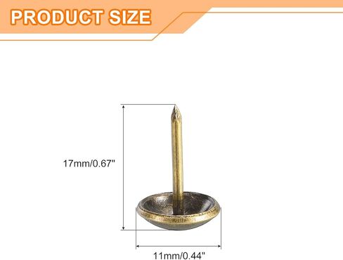 uxcell Upholstery Tacks Nail Pins Furniture, 50Pcs 16x16mm Thumb Tack Pins Assortment Kit Carbon Steel for Home Sofa DIY Decorative Nail Heads Nails, Yellow Bronze in Saudi Arabia