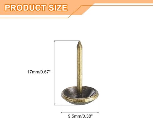 uxcell Upholstery Tacks Nail Pins Furniture, 50Pcs 16x16mm Thumb Tack Pins Assortment Kit Carbon Steel for Home Sofa DIY Decorative Nail Heads Nails, Yellow Bronze in Saudi Arabia