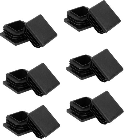 12 Pack Plastic Hole Plugs Square 1 Inch Tube End Caps Black Fence Post Pipe Cover Fitness Equipment Furniture Finishing Plug for Metal Tube in Saudi Arabia