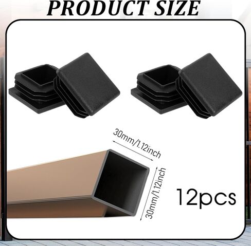 12 Pack Plastic Hole Plugs Square 1 Inch Tube End Caps Black Fence Post Pipe Cover Fitness Equipment Furniture Finishing Plug for Metal Tube in Saudi Arabia