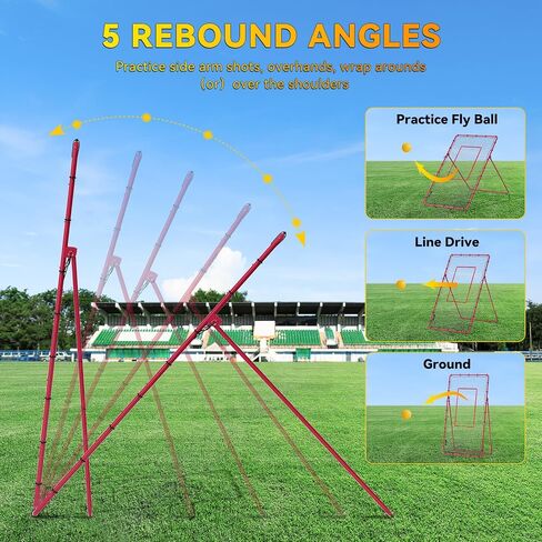 Adjustable Volleyball Rebounder Net, Volleyball Training Equipment Bounce Back Net with5 Rebound Angles Neon Target and Bungee Cords for Pitching, Throwing and Catching in Saudi Arabia