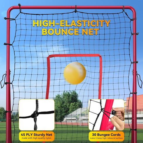 Adjustable Volleyball Rebounder Net, Volleyball Training Equipment Bounce Back Net with5 Rebound Angles Neon Target and Bungee Cords for Pitching, Throwing and Catching in Saudi Arabia