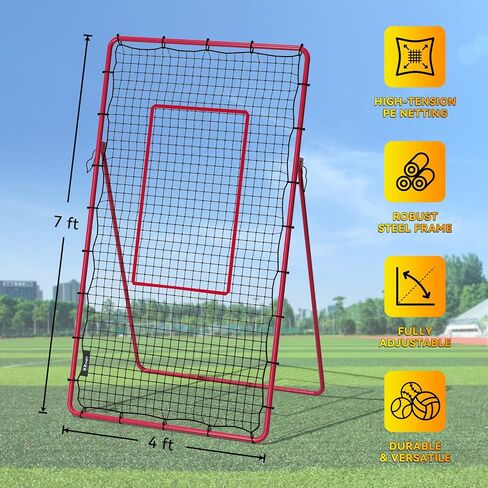 Adjustable Volleyball Rebounder Net, Volleyball Training Equipment Bounce Back Net with5 Rebound Angles Neon Target and Bungee Cords for Pitching, Throwing and Catching in Saudi Arabia