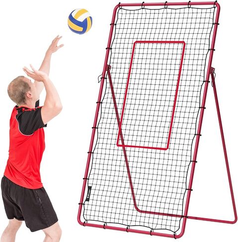 Adjustable Volleyball Rebounder Net, Volleyball Training Equipment Bounce Back Net with5 Rebound Angles Neon Target and Bungee Cords for Pitching, Throwing and Catching in Saudi Arabia