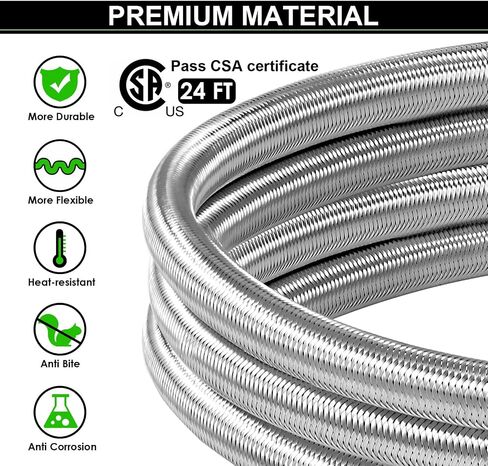 12 Feet High Pressure Braided Propane Hose Extension with Conversion Coupling 3/8" Flare to 1/2" Female NPT, 1/4" Male NPT, 1/8" NPT Male,3/8" Male NPT, 3/8" Male Flare for BBQ Grill, Fire Pit, Heater in Saudi Arabia