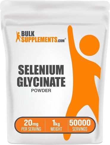 BulkSupplements.com Selenium Glycinate Powder - Selenium 200mcg, Selenium Supplement - Essential Trace Mineral & Gluten Free, 20mg per Serving, 250g (8.8 oz) (Pack of 1) in Saudi Arabia