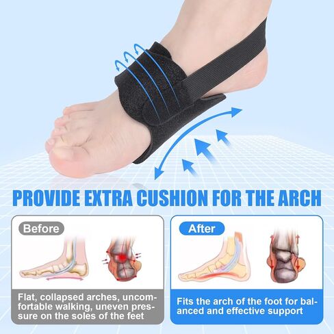 Arch Support Inserts for Women Men, Adjustable Foot Arch Support Braces, Flat Foot Corrector for Plantar Fasciitis Relief, 1Pair Black in Saudi Arabia