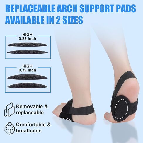 Arch Support Inserts for Women Men, Adjustable Foot Arch Support Braces, Flat Foot Corrector for Plantar Fasciitis Relief, 1Pair Black in Saudi Arabia