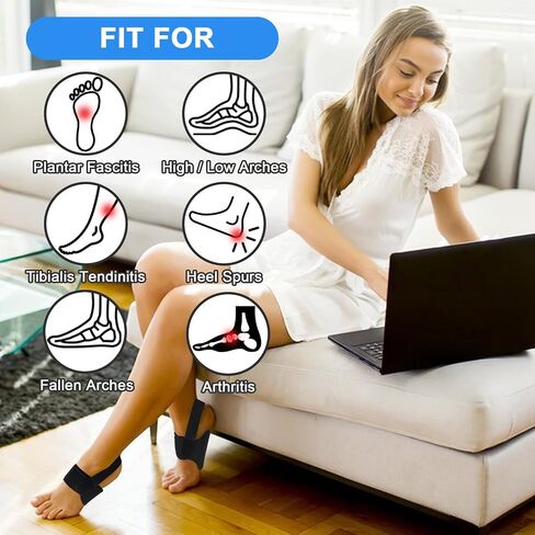 Arch Support Inserts for Women Men, Adjustable Foot Arch Support Braces, Flat Foot Corrector for Plantar Fasciitis Relief, 1Pair Black in Saudi Arabia