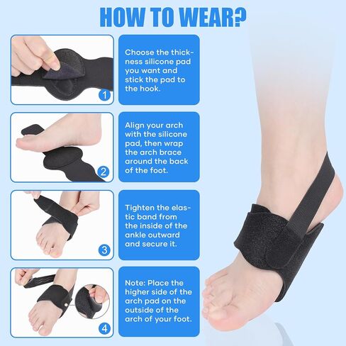 Arch Support Inserts for Women Men, Adjustable Foot Arch Support Braces, Flat Foot Corrector for Plantar Fasciitis Relief, 1Pair Black in Saudi Arabia