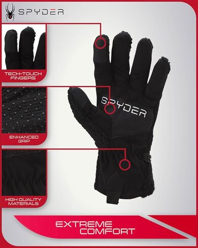 Spyder Women's Winter Gloves - Water Resistant Sherpa Fleece Gloves with Gripper Palm - Cold Weather Gloves for Women (S-XL) in Saudi Arabia