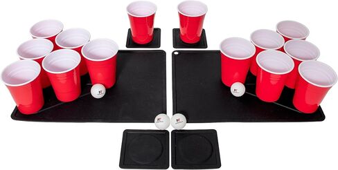بونج - مجموعة بونج قابلة لإعادة الاستخدام مع أكواب متينة ومفارش سيليكون قابلة للغسل وكرات بينج بونج - مقاومة للرياح ومضادة للانسكاب للعب في الهواء الطلق. (مجموعة ألعاب ماجنيبونج). in Saudi Arabia