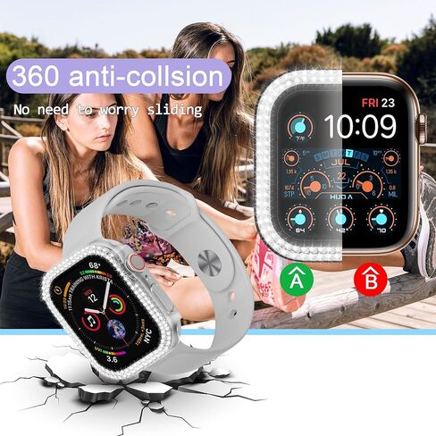 Bling Case for Apple Watch 41mm Screen Protector Series 9/8/7, Women Glitter Diamond Crystal Rhinestone Hard PC Cover Bumper Protector Cover for iWatch Accessories 41mm, Blue in Kuwait