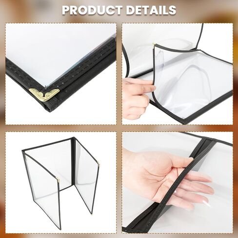 10 Pack Menu Cover Menu Covers 8.5 x 11 Inch Black Restaurant Menu Covers Transparent Menu Holder Menu Covers for Restaurants, Cafes, and Homeschool Morning Menu (10 Pack (1 Page, 2 View)) in Saudi Arabia