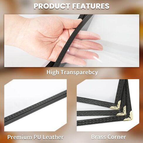 10 Pack Menu Cover Menu Covers 8.5 x 11 Inch Black Restaurant Menu Covers Transparent Menu Holder Menu Covers for Restaurants, Cafes, and Homeschool Morning Menu (10 Pack (1 Page, 2 View)) in Saudi Arabia
