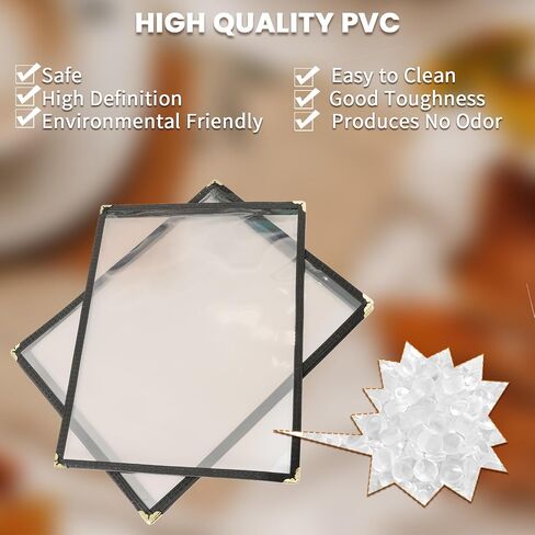 10 Pack Menu Cover Menu Covers 8.5 x 11 Inch Black Restaurant Menu Covers Transparent Menu Holder Menu Covers for Restaurants, Cafes, and Homeschool Morning Menu (10 Pack (1 Page, 2 View)) in Saudi Arabia
