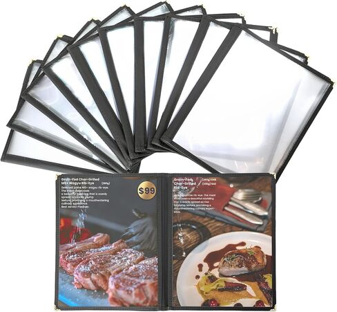 10 Pack Menu Cover Menu Covers 8.5 x 11 Inch Black Restaurant Menu Covers Transparent Menu Holder Menu Covers for Restaurants, Cafes, and Homeschool Morning Menu (10 Pack (1 Page, 2 View)) in Saudi Arabia