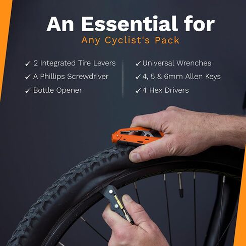 Tactica EDC Bike Multitool | Mini Bike Tool Kit with 2 Integrated Tire Levers, Wrenches (5-14mm), a Phillips Screwdriver, 4, 5 & 6mm Allen Keys & a Bottle Opener | Must-Have Tool For Bike Enthusiasts in Saudi Arabia