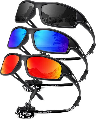 NSSIW Polarized Sunglasses-for-Men-Women Sports Mens-Sunglasses: Wrap Around Sun Glasses UV400 Running Fishing Golf 3 Packs in Saudi Arabia