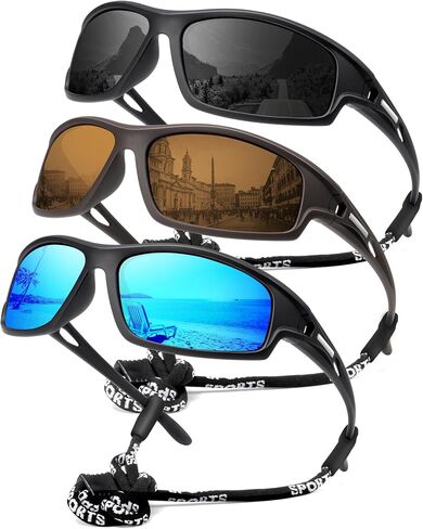 NSSIW Polarized Sunglasses-for-Men-Women Sports Mens-Sunglasses: Wrap Around Sun Glasses UV400 Running Fishing Golf 3 Packs in Saudi Arabia