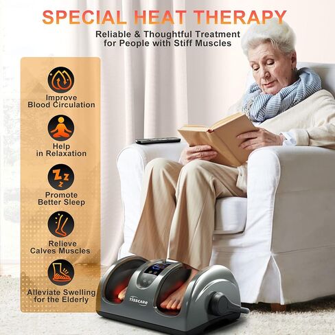 TISSCARE Shiatsu Foot Massager with Heat: Foot Massager Machine for Neuropathy, Plantar Fasciitis and Pain Relief-Massage Foot, Leg, Calf, Ankle with Deep Kneading Heat Therapy, Gift for Woman, Man in Saudi Arabia