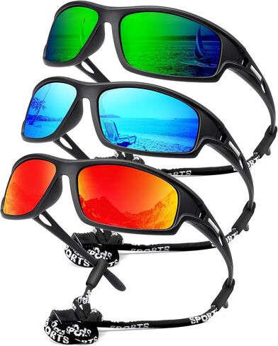 NSSIW Polarized Sunglasses-for-Men-Women Sports Mens-Sunglasses: Wrap Around Sun Glasses UV400 Running Fishing Golf 3 Packs in Saudi Arabia