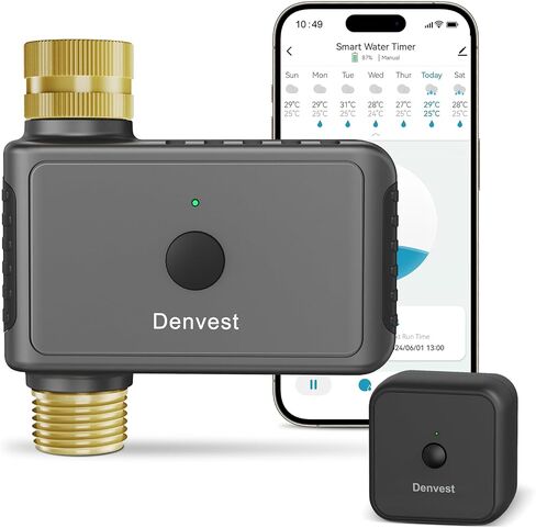 Hose Timer with Brass Inlet & Outlet, Programmable Water Timer for Garden Hose, Sprinkler Timer with Manual | Rain Delay | Automatic Watering for Drip Irrigation, Yard and Lawn in Saudi Arabia