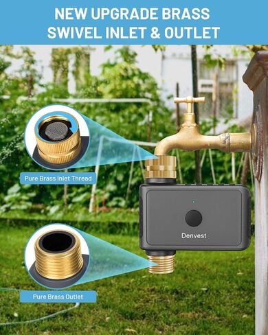 Hose Timer with Brass Inlet & Outlet, Programmable Water Timer for Garden Hose, Sprinkler Timer with Manual | Rain Delay | Automatic Watering for Drip Irrigation, Yard and Lawn in Saudi Arabia