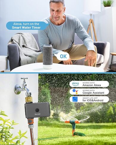 Hose Timer with Brass Inlet & Outlet, Programmable Water Timer for Garden Hose, Sprinkler Timer with Manual | Rain Delay | Automatic Watering for Drip Irrigation, Yard and Lawn in Saudi Arabia