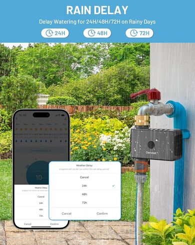 Hose Timer with Brass Inlet & Outlet, Programmable Water Timer for Garden Hose, Sprinkler Timer with Manual | Rain Delay | Automatic Watering for Drip Irrigation, Yard and Lawn in Saudi Arabia
