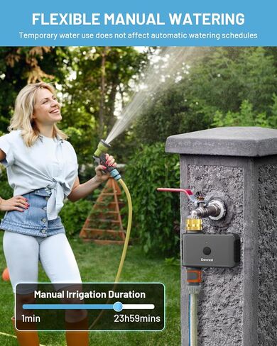Hose Timer with Brass Inlet & Outlet, Programmable Water Timer for Garden Hose, Sprinkler Timer with Manual | Rain Delay | Automatic Watering for Drip Irrigation, Yard and Lawn in Saudi Arabia