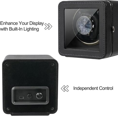 ملفاف ساعة أوتوماتيكي من كالاوين، ملفاف ساعة جلدي فردي مع محرك ياباني هادئ، 4 أوضاع دوران مع ضوء LED هدية باللون الأخضر in Kuwait