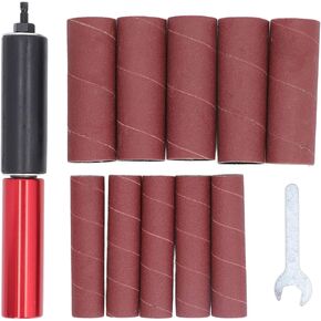 Spindle Sander Adapter Power Drill Spindle Sander Kit with 10Pcs Sandpaper Sleeves, 1.5in Mandrel Drum Aluminum Alloy Drill Sanding Mandrel Kit for Wood Metal