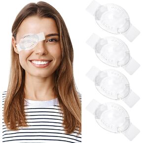 4pcs Eye Shield, Clear Adjustable Medical Eye Patch After Cataract Surgery Plastic Eye Patches Breathable Eye Shields for After Lasik with Small Hole