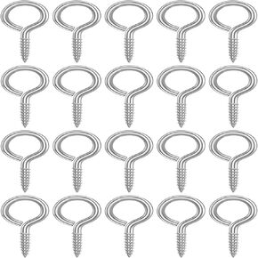 Silver 30 Pcs 2 Inch Metal Screw Eyes Hook Self Tapping Screw in Eye Hooks Ring for Indoor & Outdoor Hanging, Lifting and Securing Cables, Wires Etc Small Items