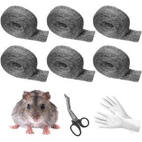 Steel Wool for Mice Control, 98.4ft Steel Wool 000 Garage Door Rodent Guard 1.97" x 98.4ft Rodent Control Fill Fabric Stainless Steel Wool for Wall Cracks, Holes, Vents in Garden/Garage/House
