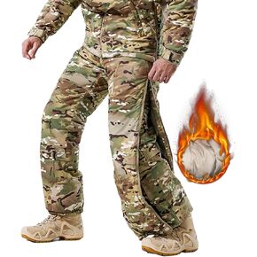 Tactical Pants for Men Waterproof Snow Ski Hiking Pants Warm Winter Windproof Camo Cargo pants with Side Zipper