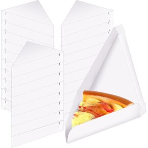 Tioncy 50 Pcs 9.65 x 7.28 x 1.77 Inch Disposable Single Pizza Slice Wedge Tray Paperboard Pizza Slice Container Pizza Boxes Pizza Holder Pizza Slice Container for Birthday Wedding Party Supplies