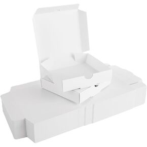 RHBLME 100 PACK Mini Pizza Boxes, 3.5 x 3.5 x 0.8 Inch Small Pizza Boxes Lock Corner Clay Coated Thin Pizza Box, Pizza Box for Mini Pizza Cookies Cake Party Favors Weddings (White)